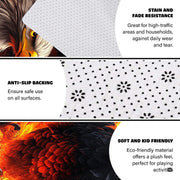 Fiery bald eagle area rug styled on patio stone floor between outdoor seating. - thumbnail image 4 of 7