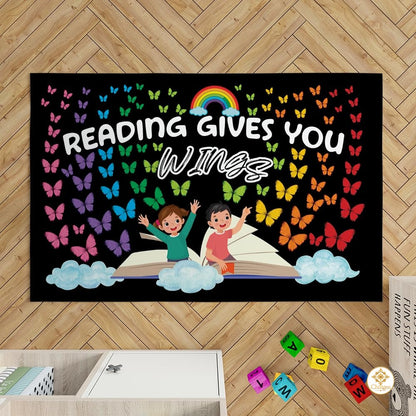 Custom Reading Rug with Floral and Butterfly Design - Butterflies