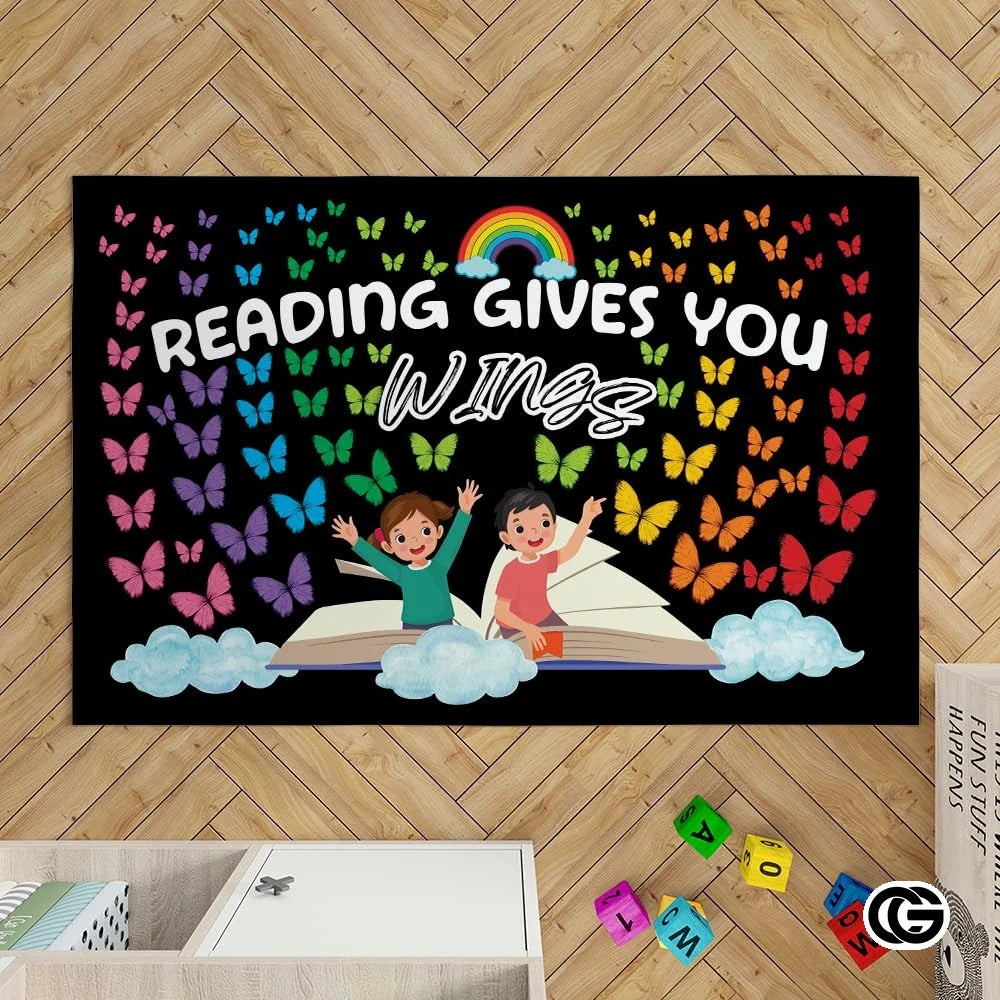 Custom Reading Rug for Classroom and Library - Butterflies