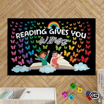 Custom Reading Rug for Classroom and Library - Butterflies