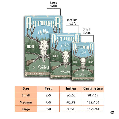 Detailed overhead view of rustic hunting lodge decor area rug featuring decorative accent antlers and reticle graphics. - thumbnail image 2 of 7