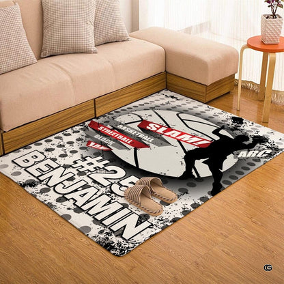 Top-down overhead view of rectangular basketball slam dunk living room area rug - thumbnail image 7 of 7