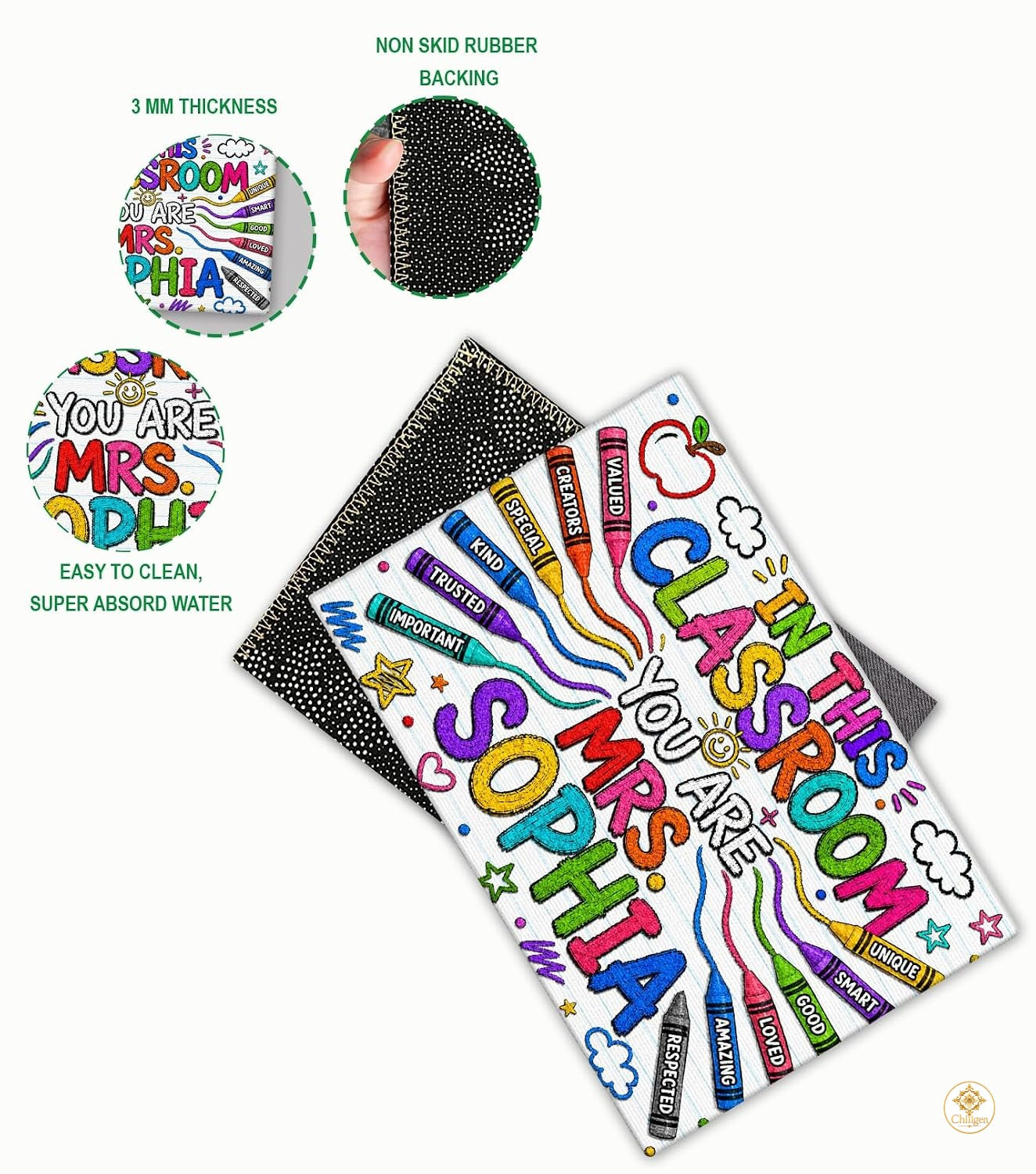 Personalized Classroom Doormat for School and Entryway