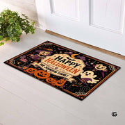 Halloween Door Mat Outdoor, Custom Spooky Welcome Mat with Black Cat and Pumpkin, Fall Front Door Mat for Porch Entryway Decor #2