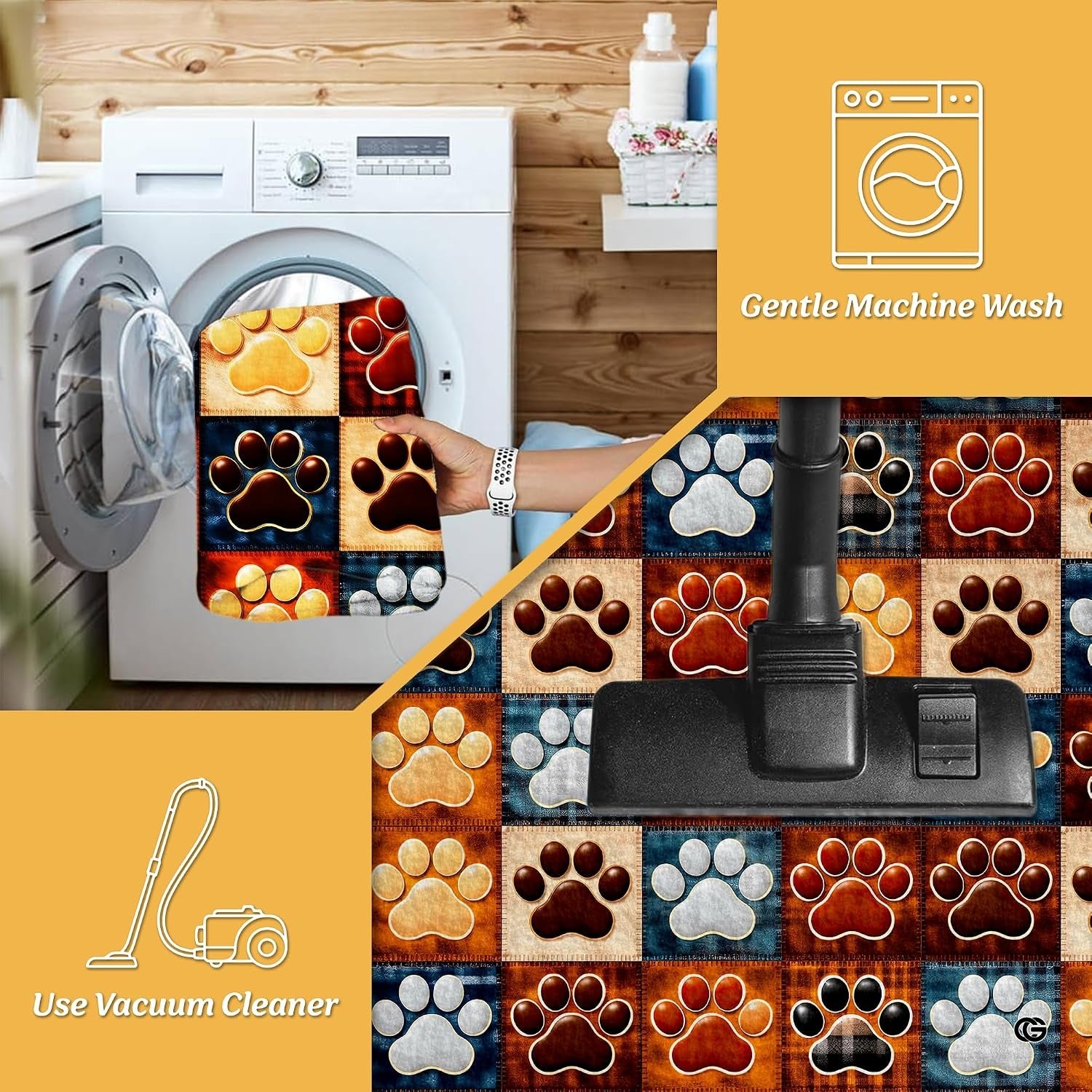 Custom Dog Paw Round Rug Patchwork Area Rug for Pet Lovers (1, A3)