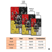 Floor mockup highlighting the native chief medicine wheel rug beside sofa furnishings - thumbnail image 2 of 7