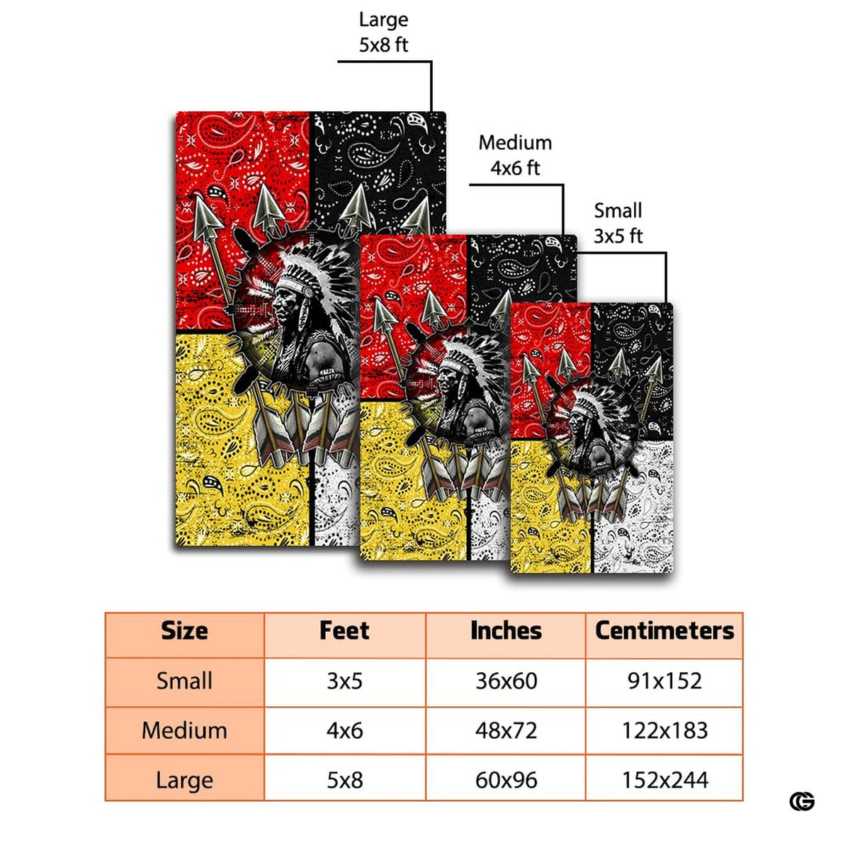Floor mockup highlighting the native chief medicine wheel rug beside sofa furnishings - image 2 of 7