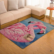 Home lounge setup displaying the graceful pink flamingo pair floor carpet - thumbnail image 7 of 7