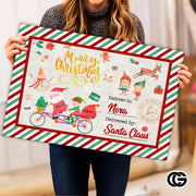 Personalized Christmas Doormat with Custom Family Name - Santa Letter