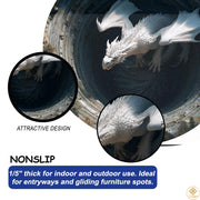 Custom Dragon Round Rug with 3D Illusion and Non-Slip Back
