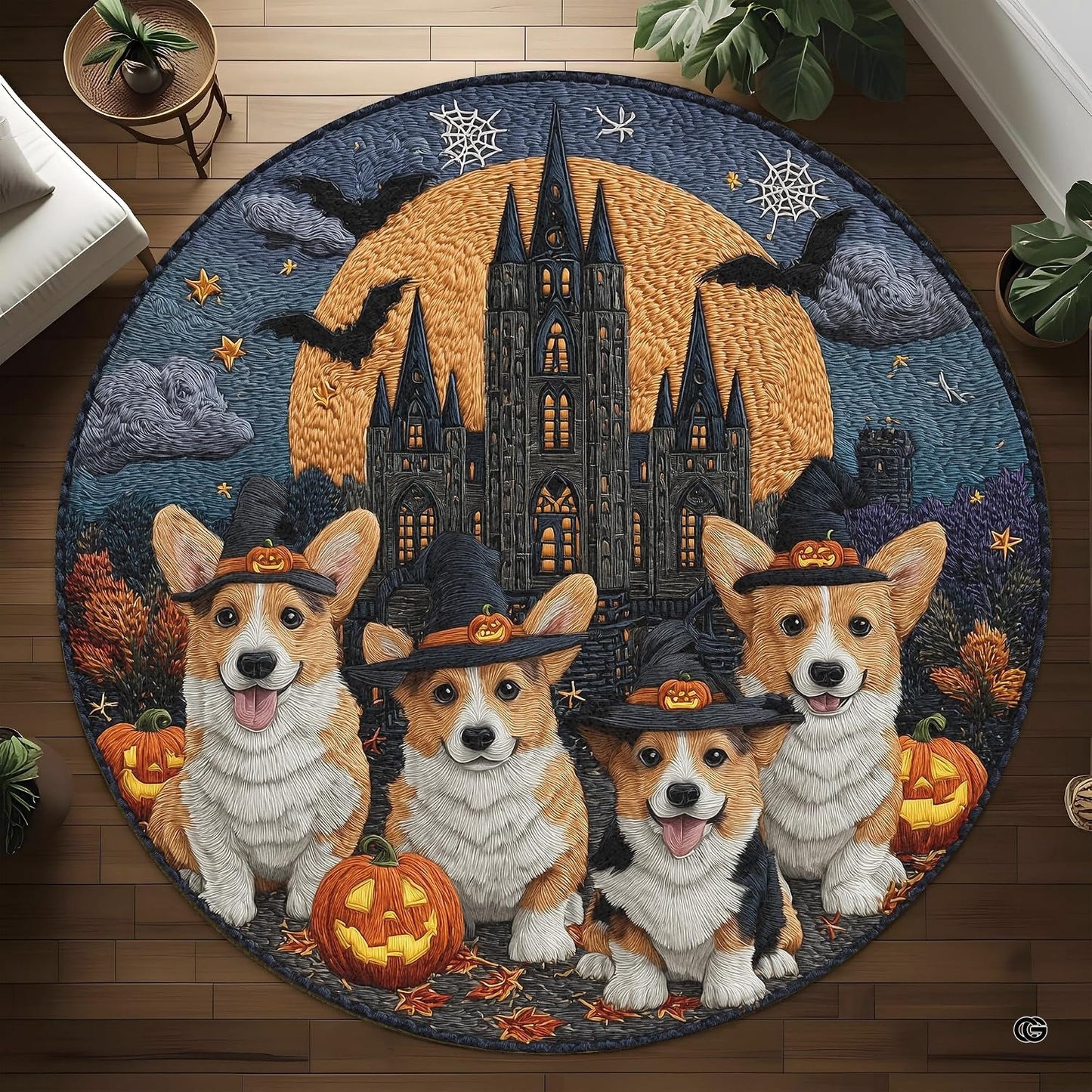 Custom Halloween 3D Optical Illusion Round Rug Skeleton Horror Area Rug (1, #7)