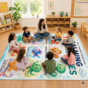 Personalized Teachers Classroom Rug, Custom Teacher Name Classroom Rules Area Rug, Feeling Chart Calming Corner Mat, Kindergarten Educational Back to School Class Decor (D8)