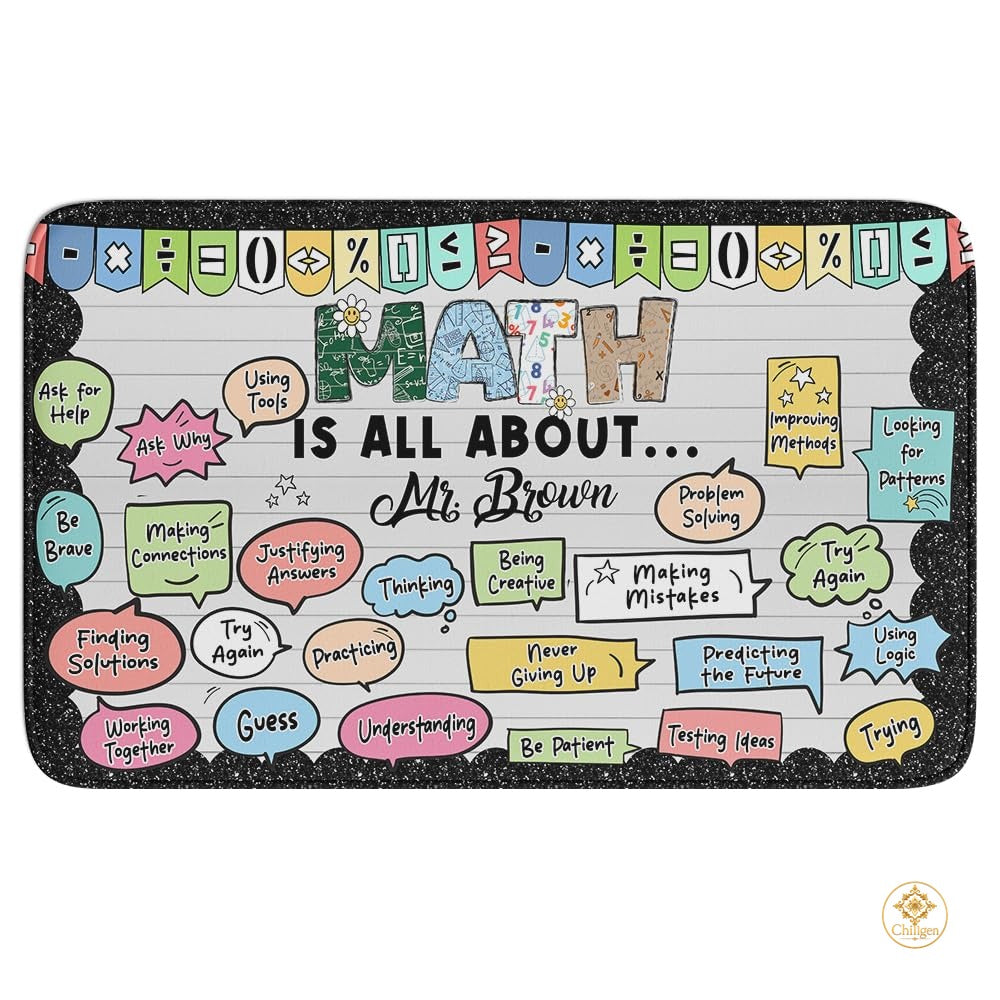 Custom Mathematics Educational Welcome Mat with School Formulas