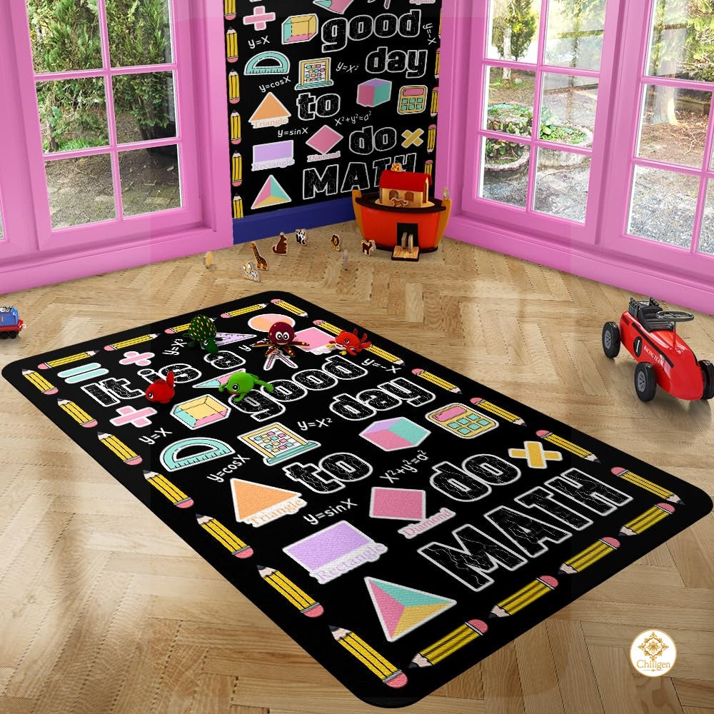Custom Mathematics Classroom Rug for School and Playroom