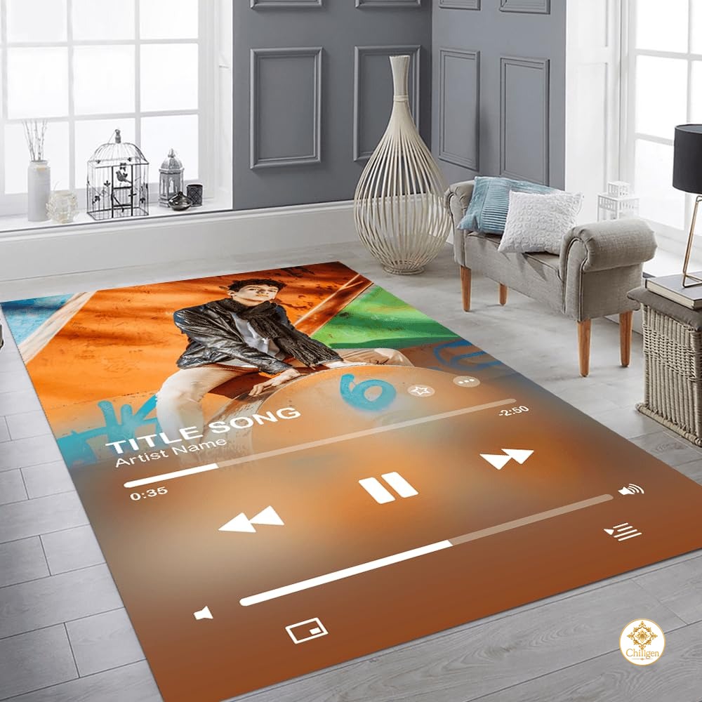 Personalized Music Welcome Mat with Custom Photo and Text - Album-03