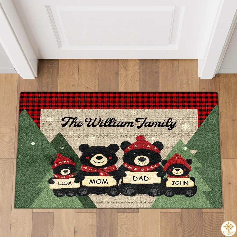 Personalized Christmas Doormat with Family Name and Address
