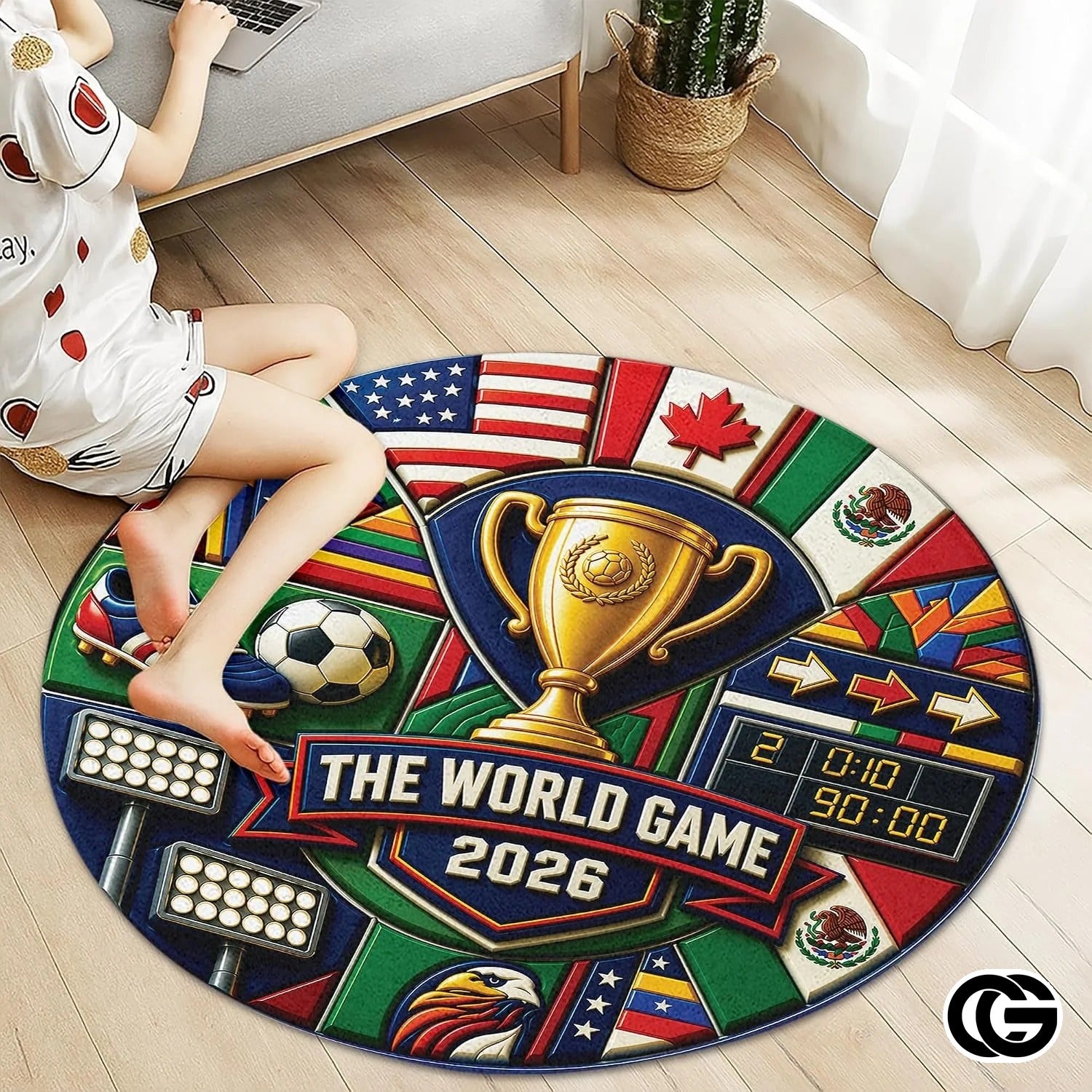 Custom Soccer Championship Welcome Mat for Front Door and Entryway