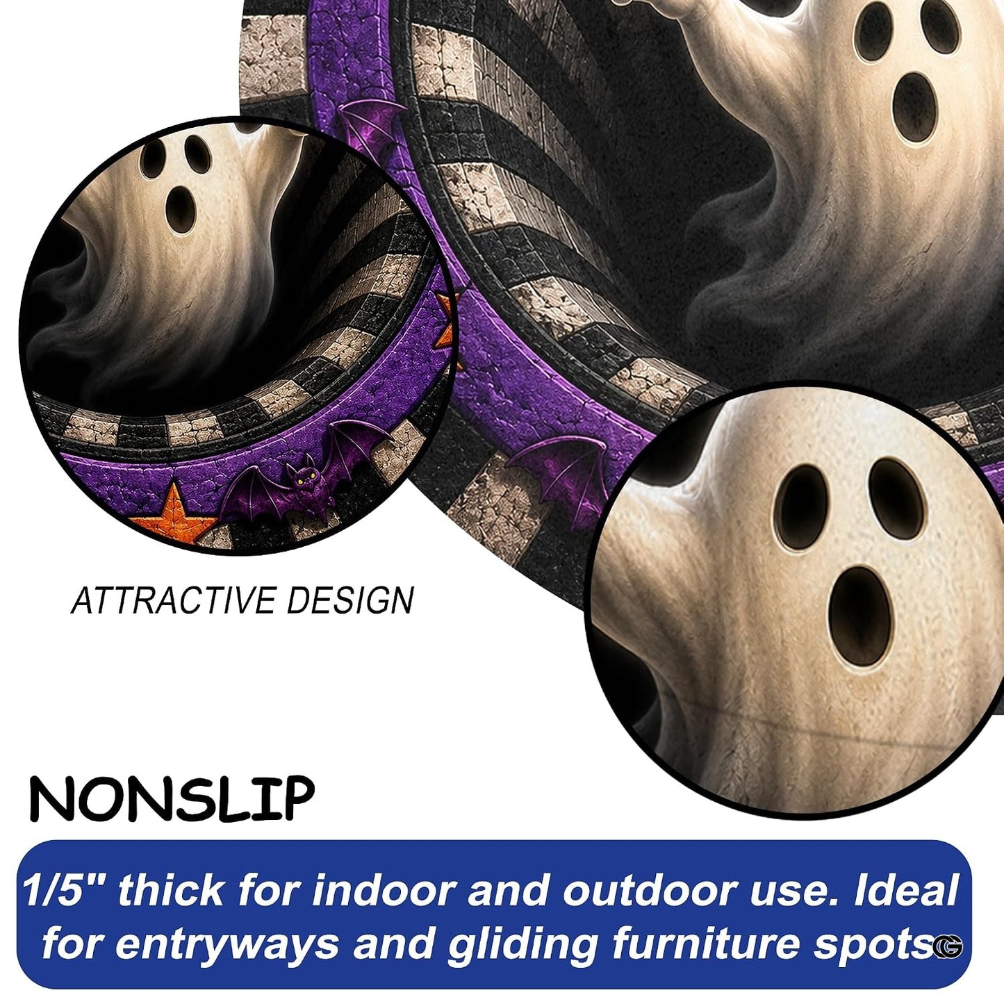 Custom Halloween 3D Optical Illusion Round Rug Skeleton Horror Area Rug (1, #12)