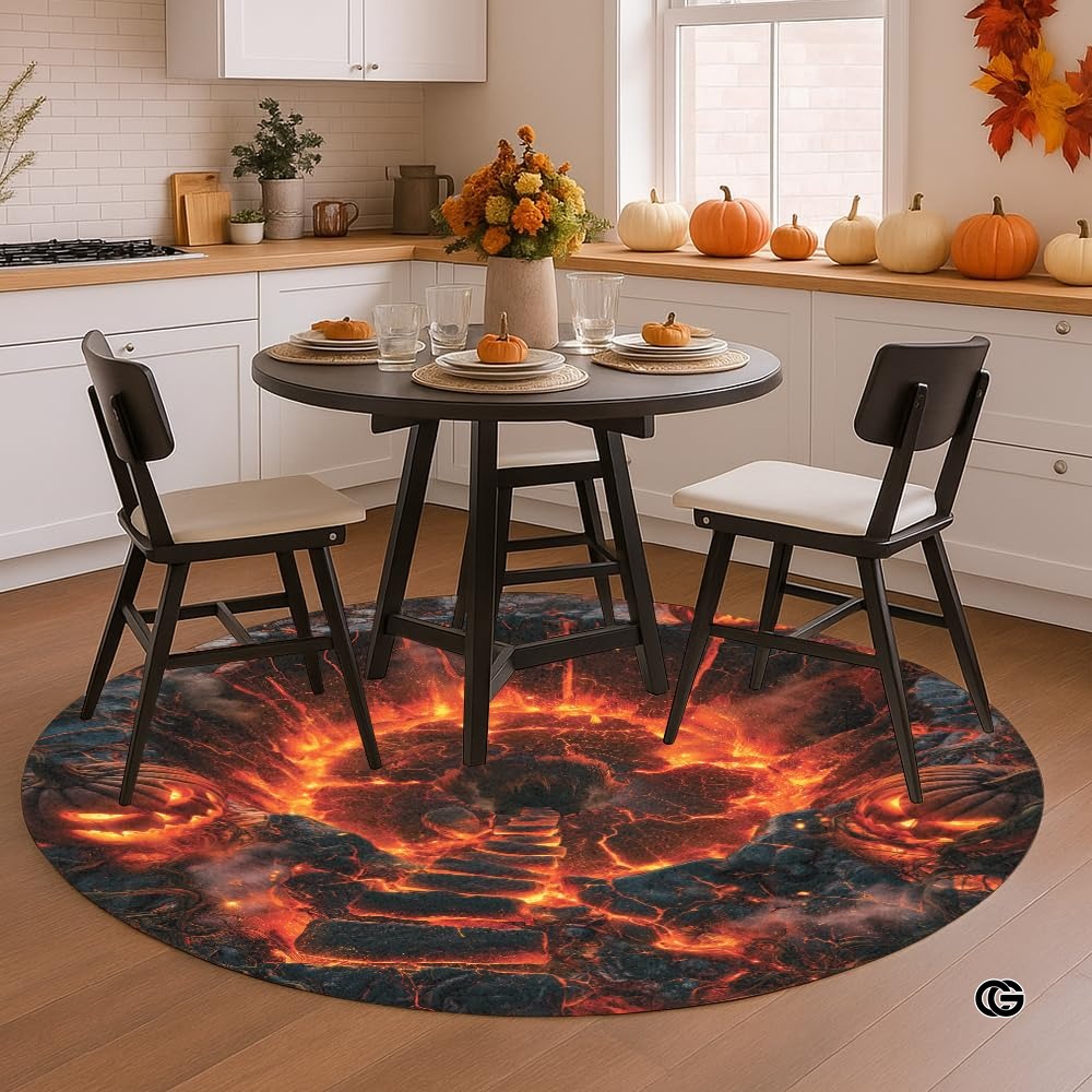 Custom Halloween 3D Effect Optical Illusion Spooky Round Rug (D8)