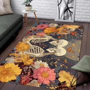 Modern living room floor staging showing the full perspective of the gothic skeleton rug - thumbnail image 7 of 8
