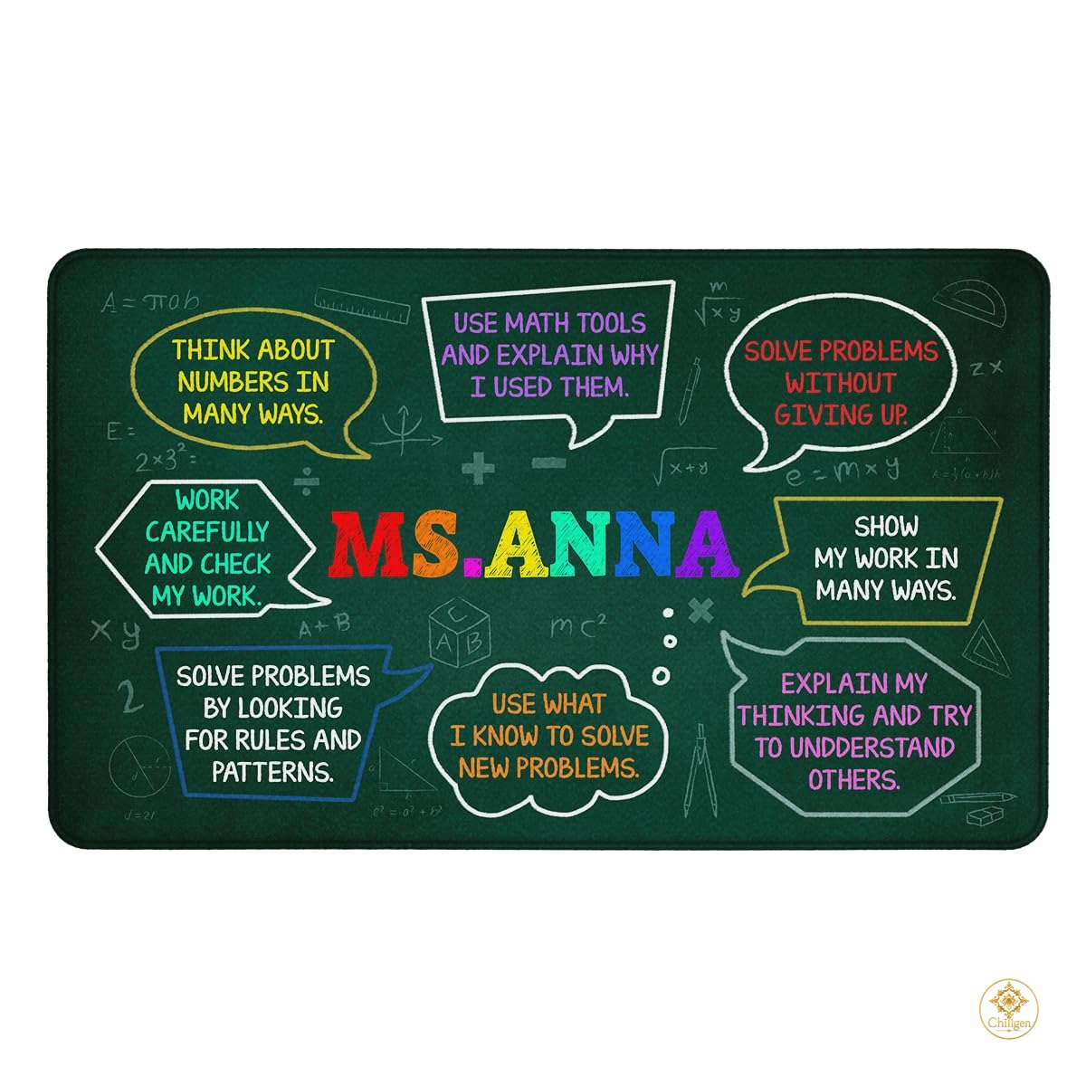 Custom Mathematics Education Rug for Classroom and Playroom - Math D2 / 3' x 5' (Rectangular)