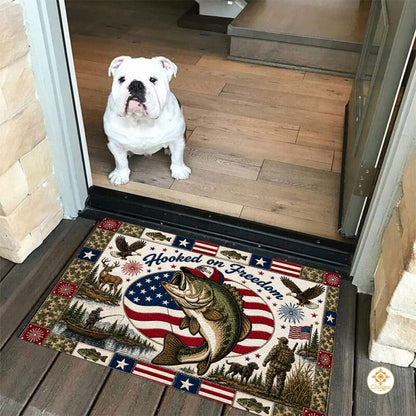 Personalized Hunting Doormat with Custom Family Name and Flag - D5