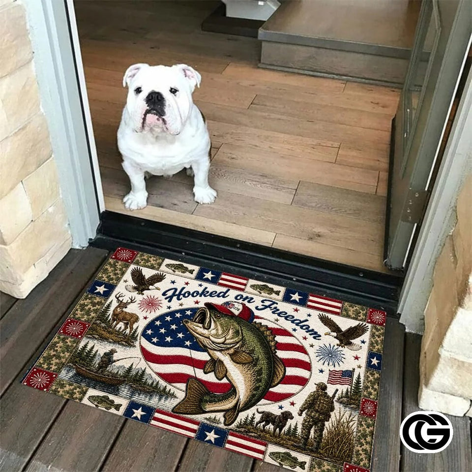 Personalized Hunting Doormat with Custom Family Name and Flag - D5