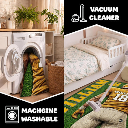Personalized Football Shaped Rug, Non-Slip Washable Sport Carpet (A03)