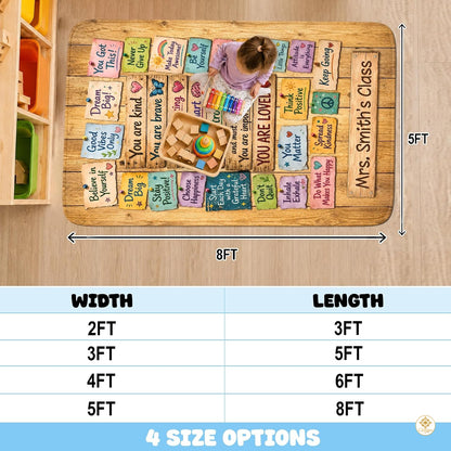 Personalized Motivational Classroom Rug for Kids - Vintage