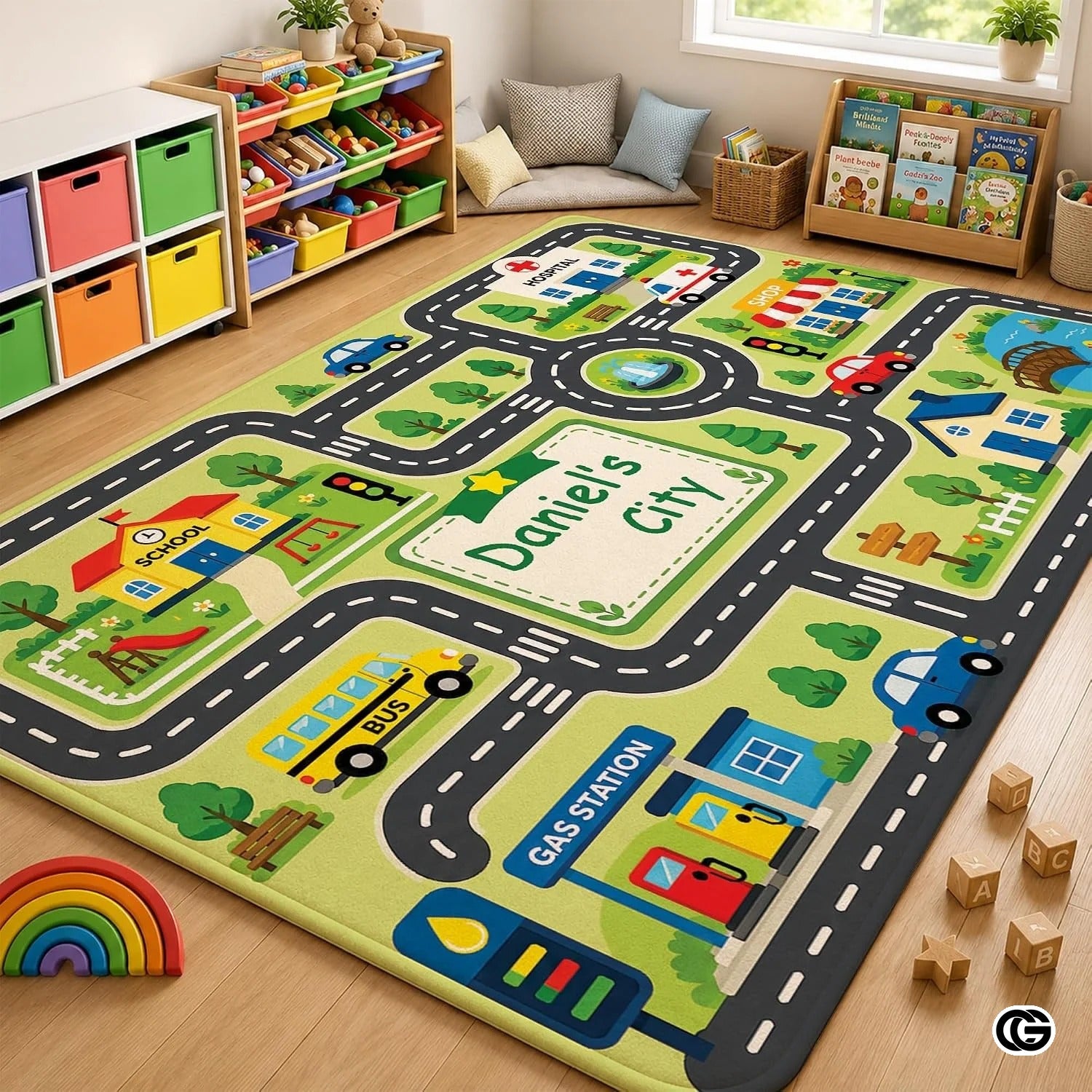 Personalized Road Map Welcome Mat with Custom Name and Streets
