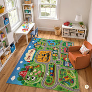 Custom Road Map Welcom Mat for Kids Room and Playroom - Map 9