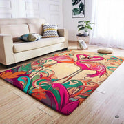Flamingo couple area rug displayed beside living room couch and side table. - thumbnail image 7 of 7