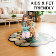 Custom Japanese Koi Fish Shaped Area Rug, Personalized 3D Optical Illusion Koi Pond Lotus Non Slip Washable Shaped Floor Mat, Fish Pond Rugs for Bedroom Living Room Decor (1, D4)