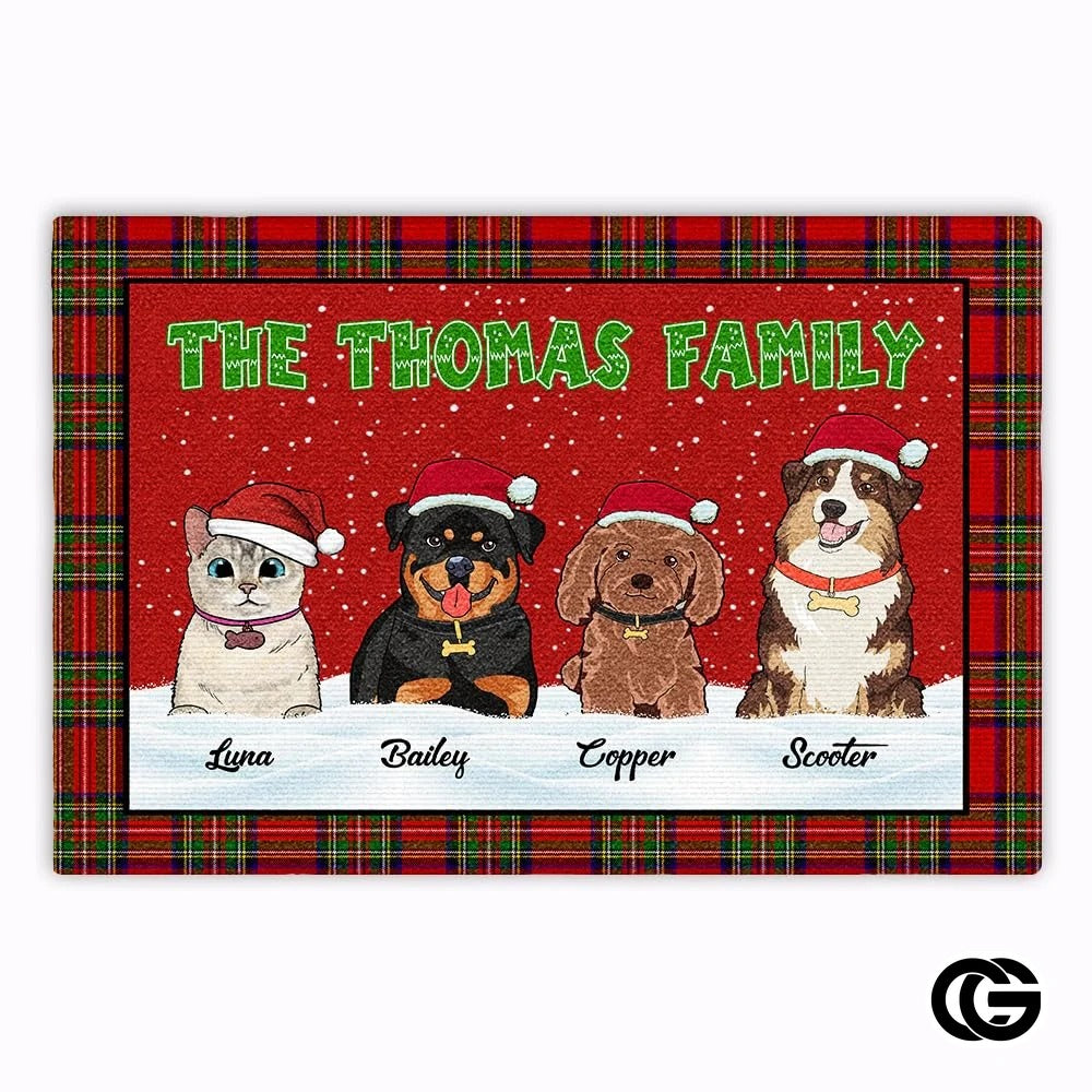 Personalized Christmas Doormat with Custom Family Name and Text
