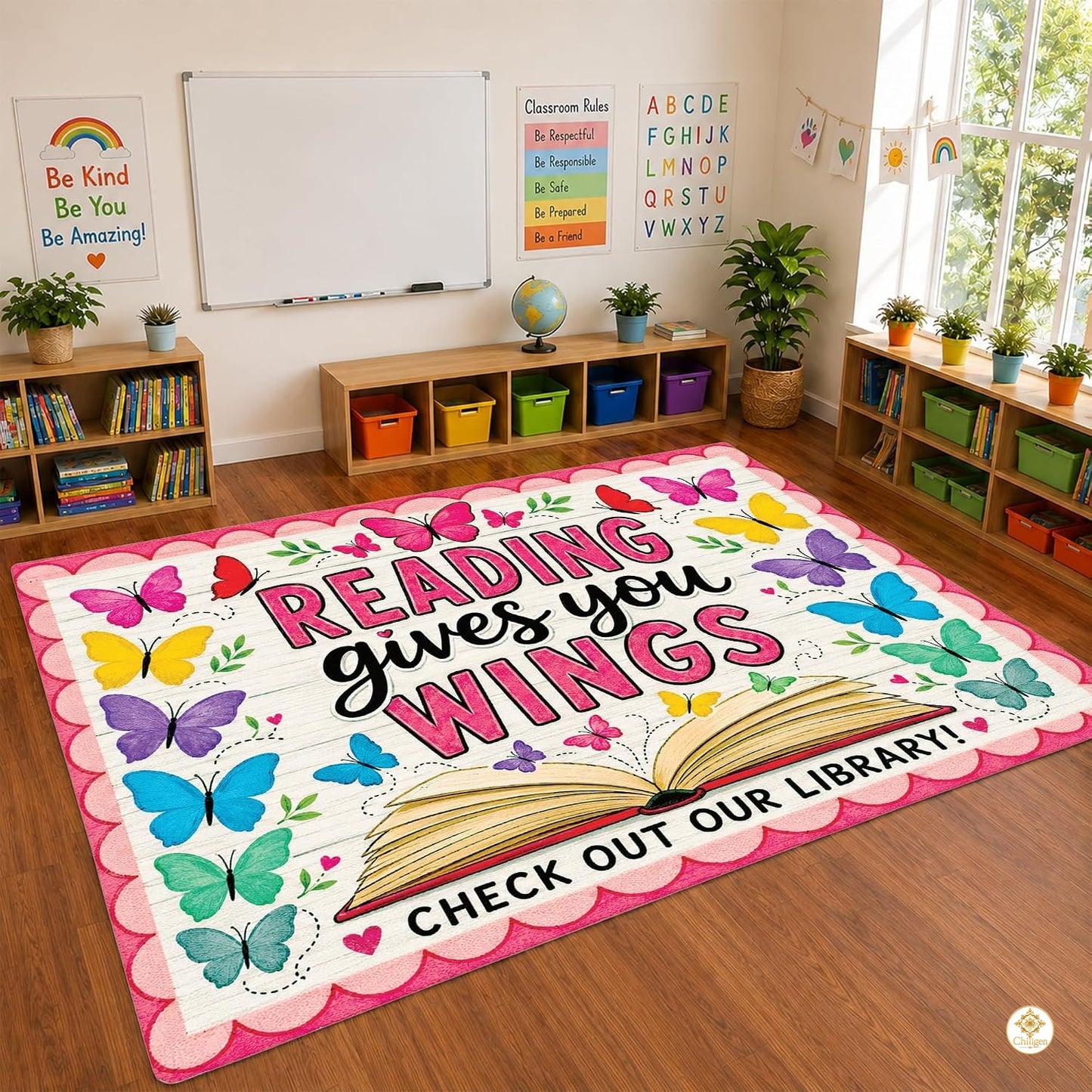 Custom Reading Corner Rug for Front Door and Entryway