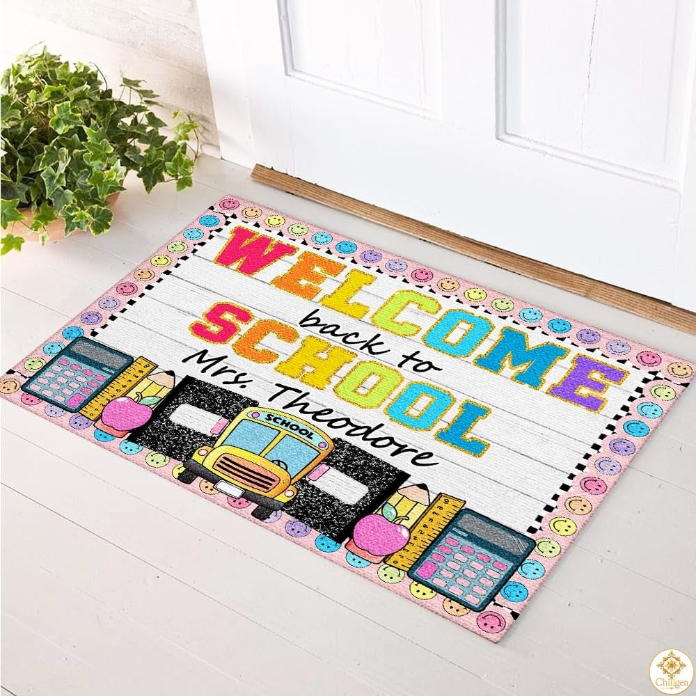 Custom Classroom Welcome Mat for Teachers and School