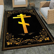 Personalized Orthodox Christian Area Rug, Custom Eastern Orthodox Russian Greek Byzantine Non-Slip Rug for Women Men, IC XC Nika Cross Mat for Living Room, Bedroom, Church Decor (D3)