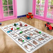 Core Vocabulary Rug, Communication Rugs for Kids Sped Classroom Rug, Autism Carpet, Speech Therapist Decor, Classroom Carpet, Back to School Mat for Kids Room Decor (STYLE5, X-Small (2x3 feet))
