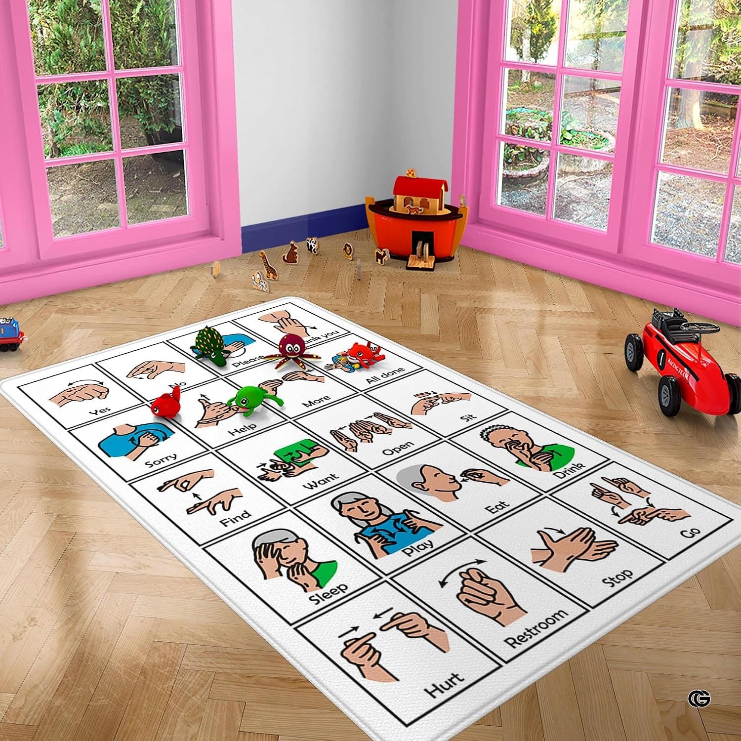 Core Vocabulary Rug, Communication Rugs for Kids Sped Classroom Rug, Autism Carpet, Speech Therapist Decor, Classroom Carpet, Back to School Mat for Kids Room Decor (STYLE5, X-Small (2x3 feet))