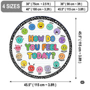 Wheel of Feelings and Emotions Round Rug, Educational Mental Health Rug for Classroom, Educational Animal Shape School Mat, Back to School Gift (Emotion 3)