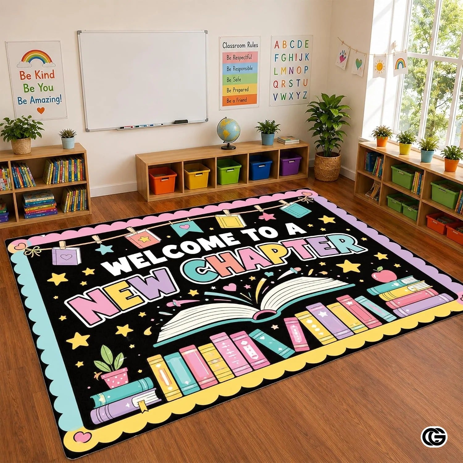 Custom A Good Day to Read Book Rug for Classroom and Library