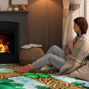 Cultural room floor arrangement featuring the golden Celtic knotwork cross rug - thumbnail image 8 of 8