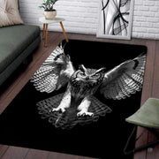 Soft low-pile microfiber surface texture on monochrome flying owl rug - thumbnail image 3 of 8