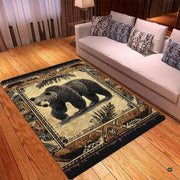 Close up view of southwestern geometric borders and sepia tones on rustic area rugs near me. - thumbnail image 3 of 5