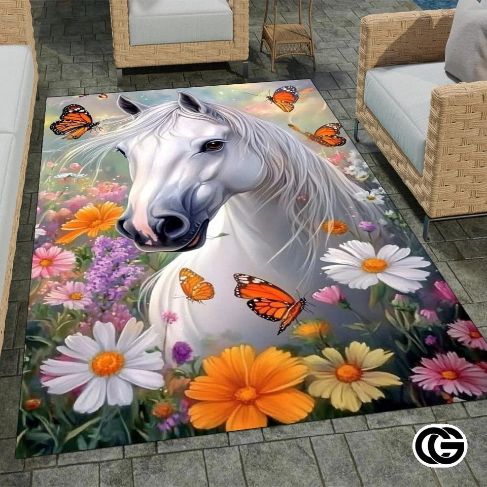 Custom Running Horse Welcome Mat for Living Room and Bedroom