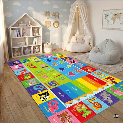 ABC Kids Play Rug with Non Slip Backing and Colorful Pattern - Abc Rug - 3'3" X 4'11" (Rectangular)