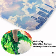 Stylized rainbow dragon illustration on bright area rug centered in a modern living room setting - thumbnail image 3 of 8