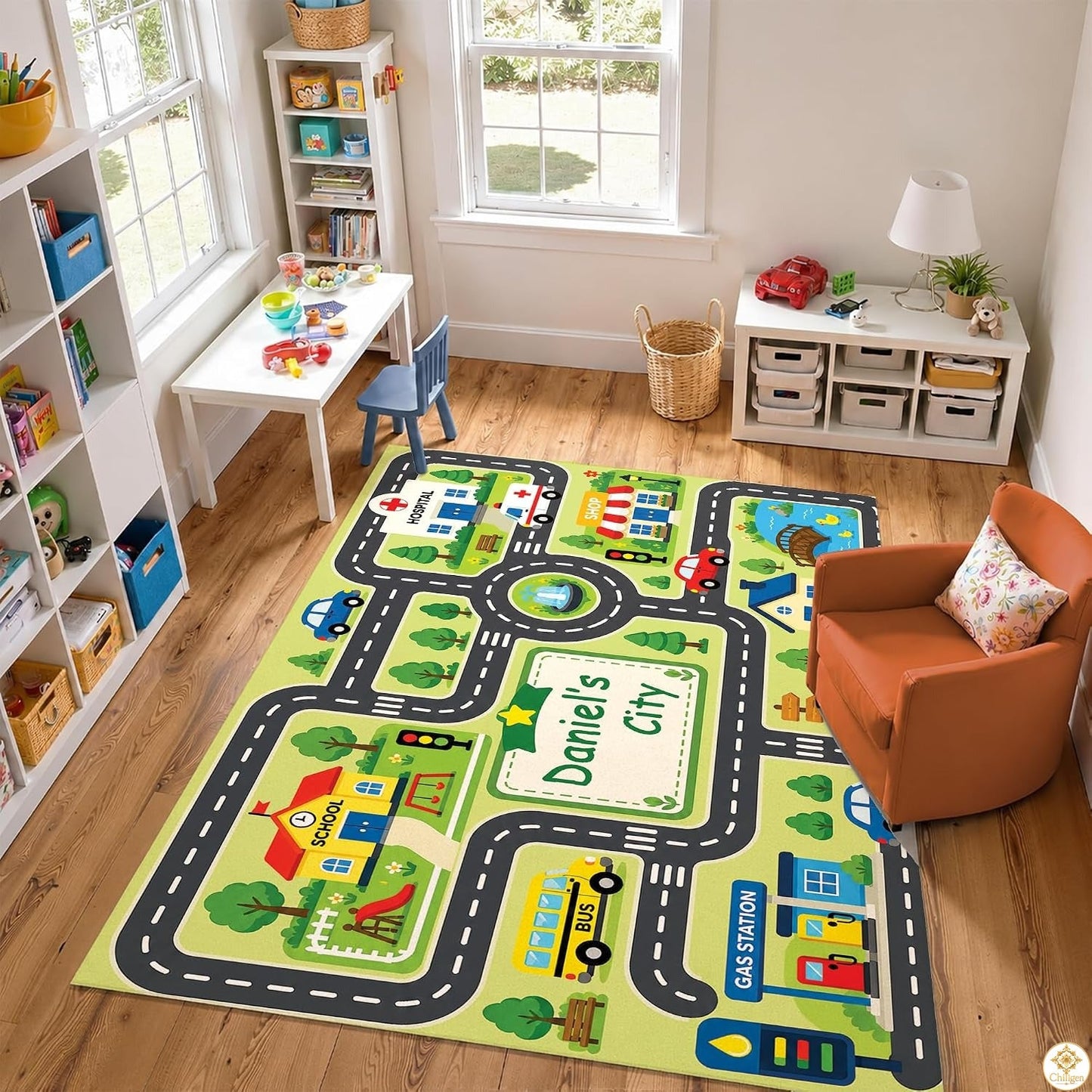 Custom Road Map Area Rug