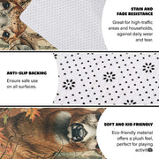 Artistic deer and autumn leaf pattern on a decorative boho chic area rug. - thumbnail image 6 of 7