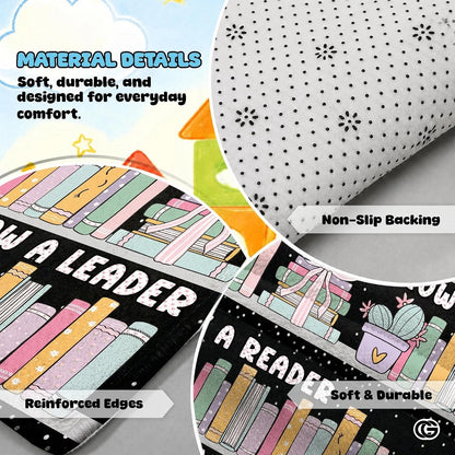 Custom Classroom Library Rug with Inspirational Quote - Style 4